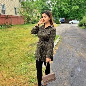 Silk snake print belted shirt/ tunic